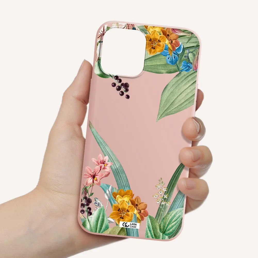 Summer Flower Vector Apple iPhone 12 pro Silicone pastel pink Case