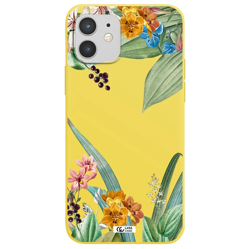 Summer Flower Vector Apple iPhone 12 Silicone canary yellow Case