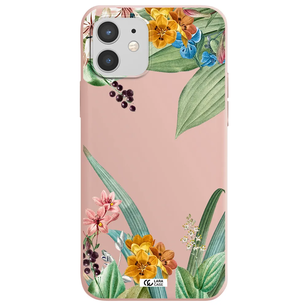 Summer Flower Vector Apple iPhone 12 Silicone pastel pink Case