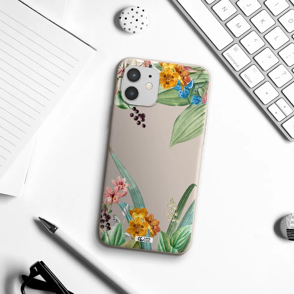 Summer Flower Vector Apple iPhone 12 Silicone Stone Case