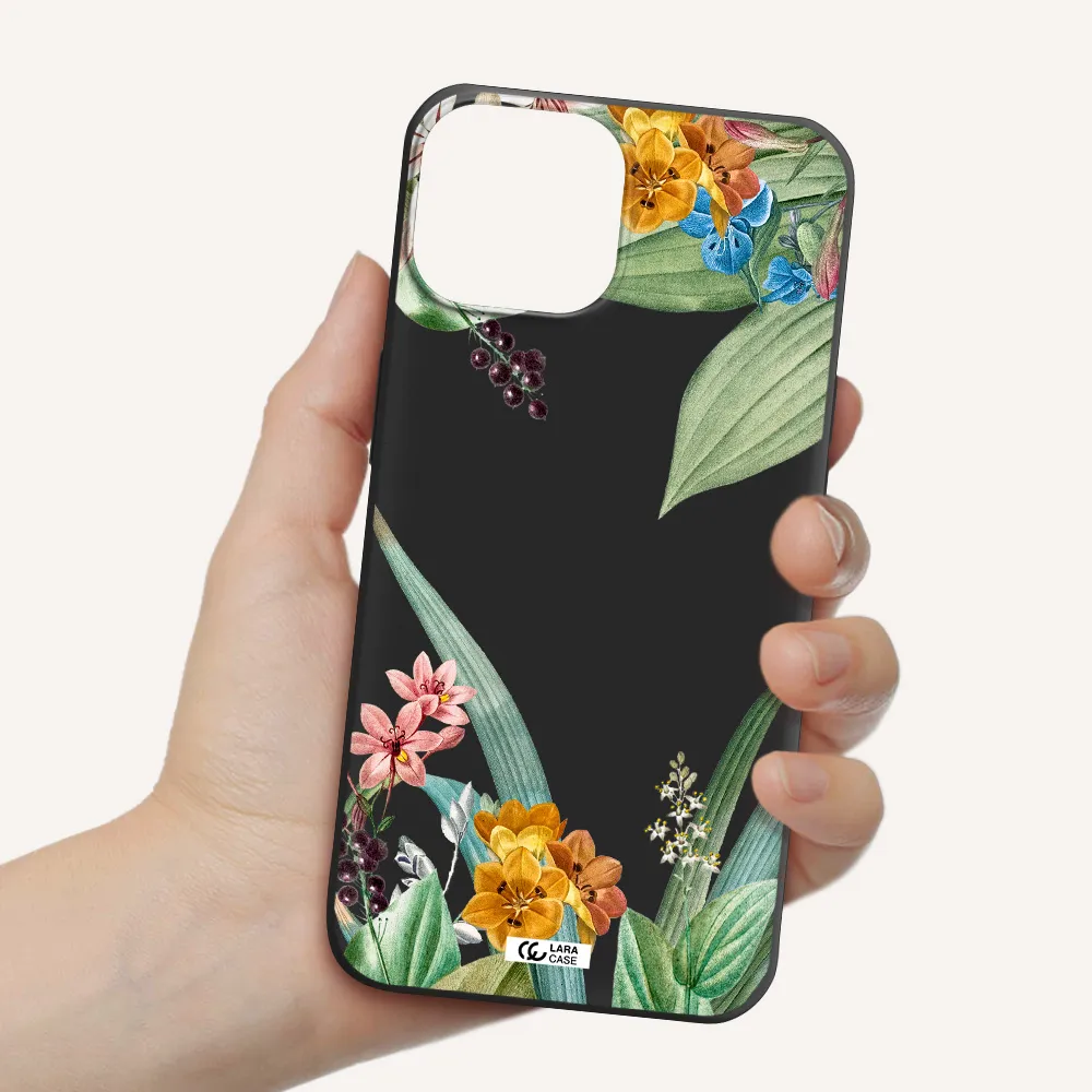 Summer Flower Vector Apple iPhone 13 mini Silicone black Case