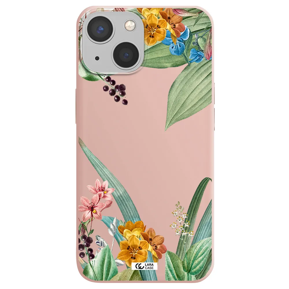 Summer Flower Vector Apple iPhone 13 mini Silicone pastel pink Case