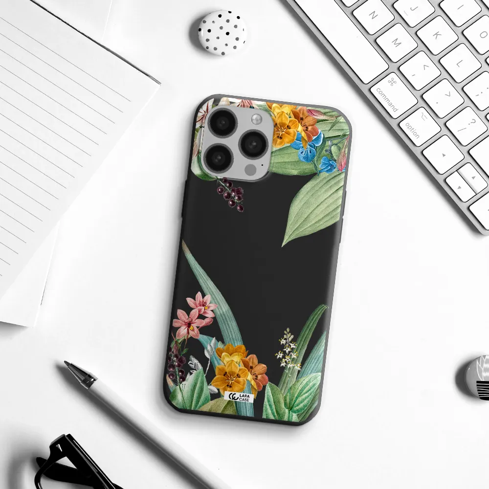 Summer Flower Vector Apple iPhone 13 Pro Max Silicone black Case