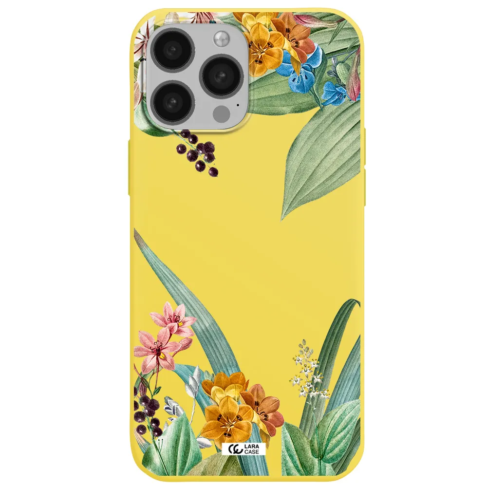 Summer Flower Vector Apple iPhone 13 Pro Max Silicone canary yellow Case