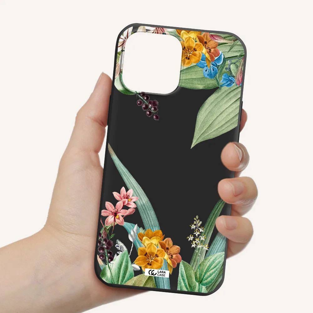Summer Flower Vector Apple iPhone 13 Pro Silicone black Case