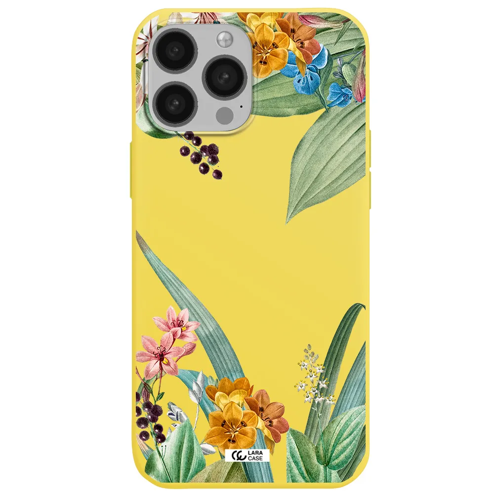 Summer Flower Vector Apple iPhone 13 Pro Silicone canary yellow Case