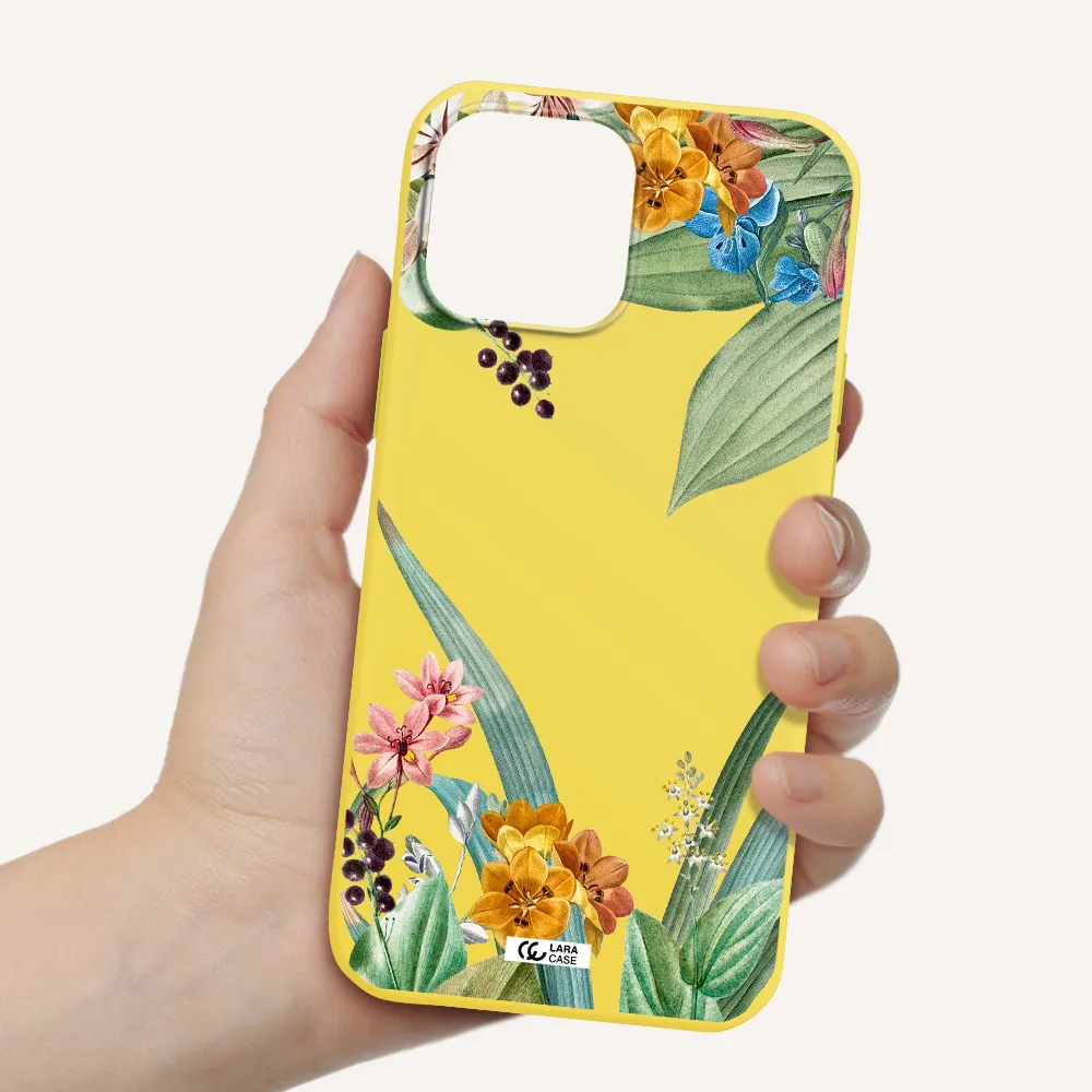 Summer Flower Vector Apple iPhone 13 Pro Silicone canary yellow Case