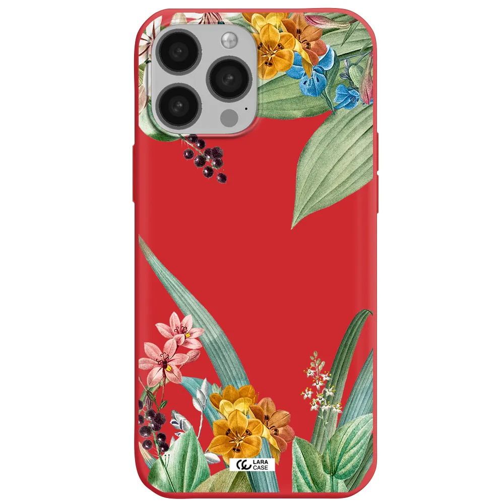 Summer Flower Vector Apple iPhone 13 Pro Silicone Imperial Red Case