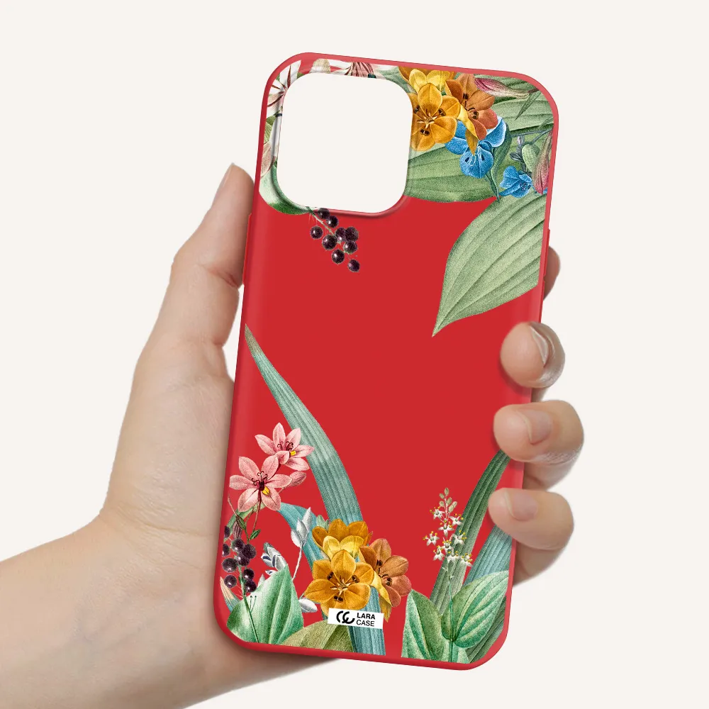 Summer Flower Vector Apple iPhone 13 Pro Silicone Imperial Red Case