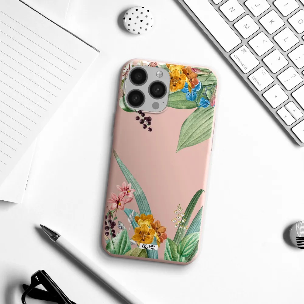 Summer Flower Vector Apple iPhone 13 Pro Silicone pastel pink Case