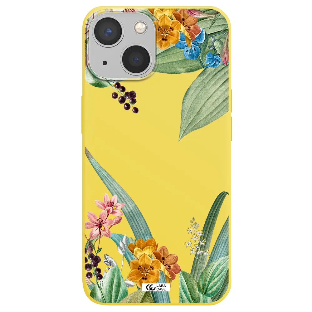 Summer Flower Vector Apple iPhone 13 Silicone canary yellow Case