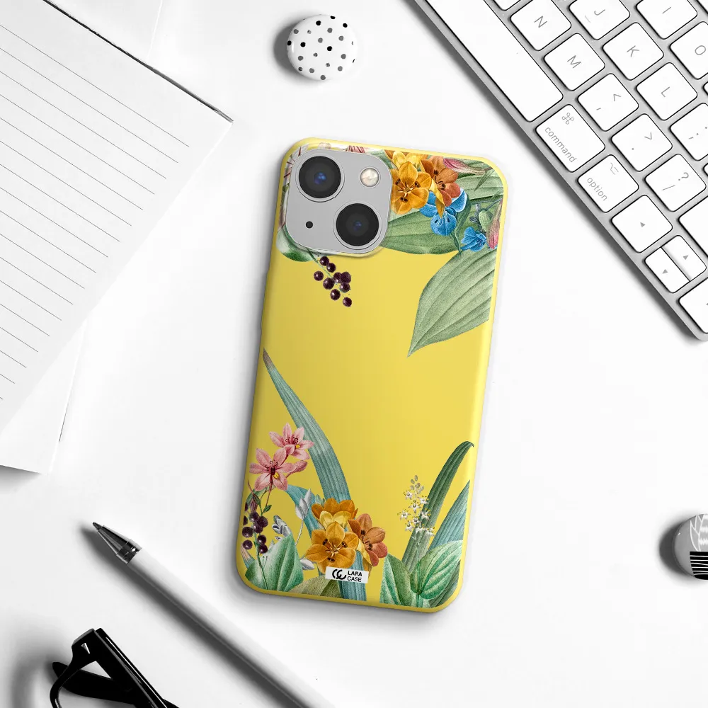 Summer Flower Vector Apple iPhone 13 Silicone canary yellow Case