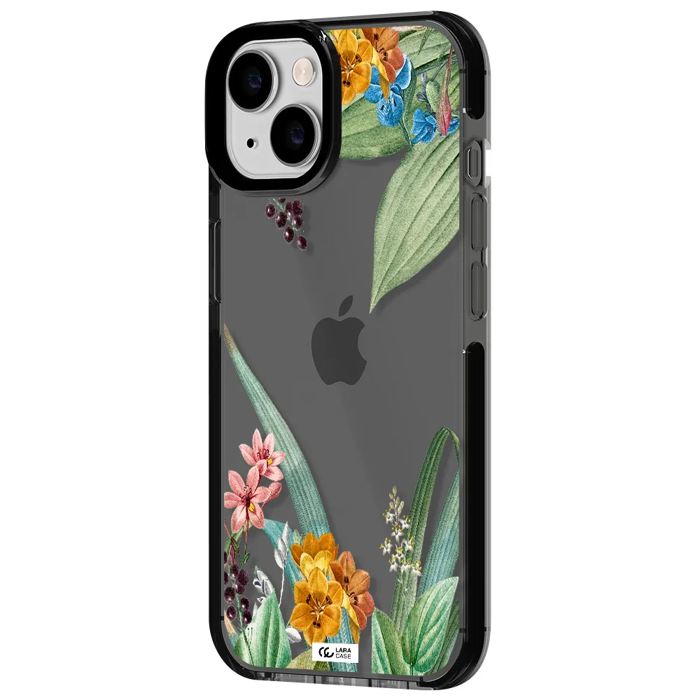 Summer Flower Vector Apple iPhone 14 impact Smoke Black Case