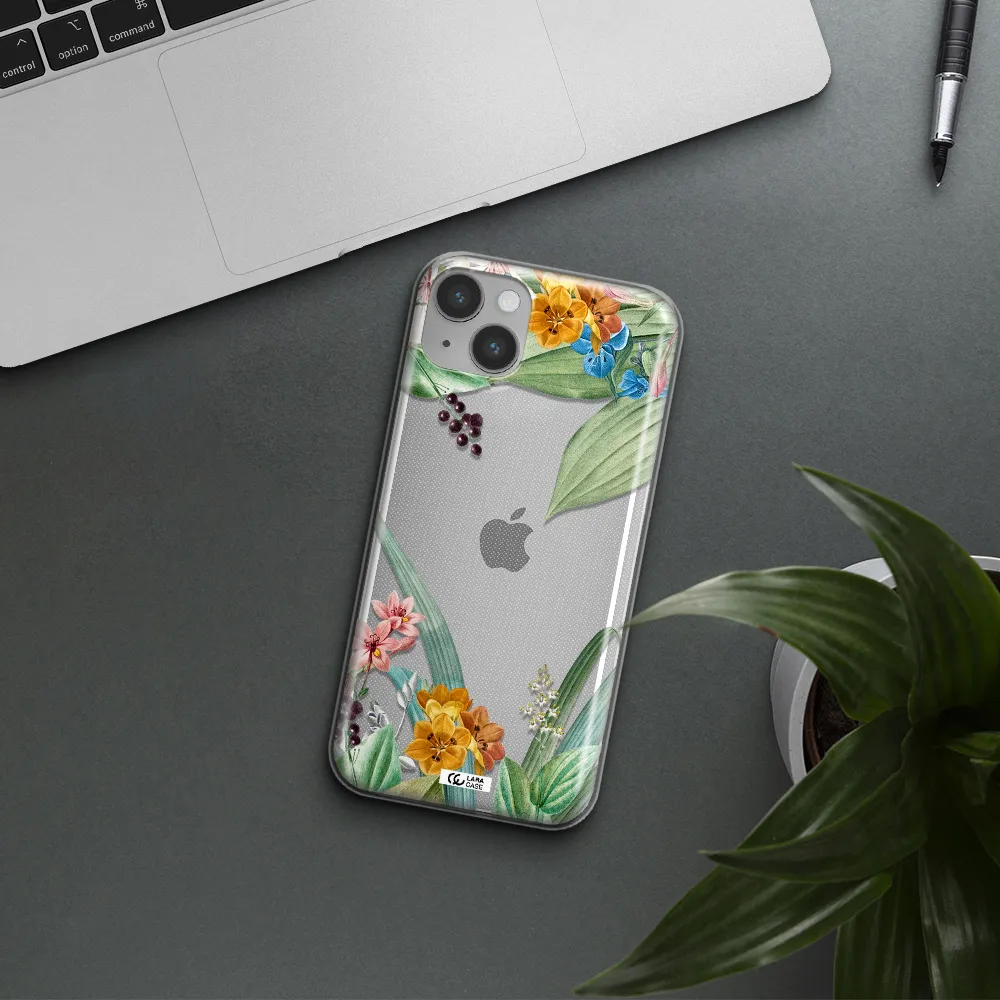 Summer Flower Vector Apple iPhone 14 plus Clear TPU Case