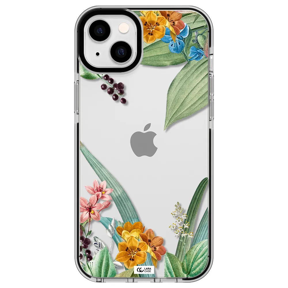 Summer Flower Vector Apple iPhone 14 plus impact black border Case