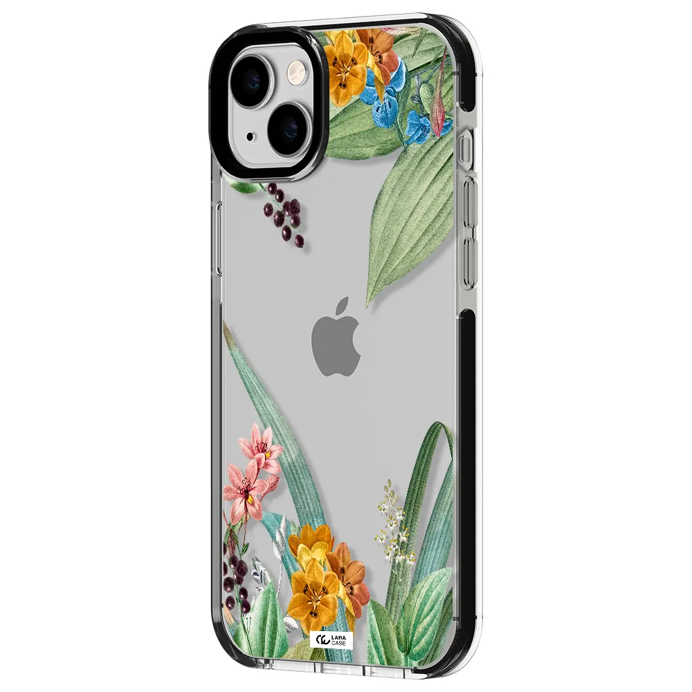 Summer Flower Vector Apple iPhone 14 plus impact black border Case