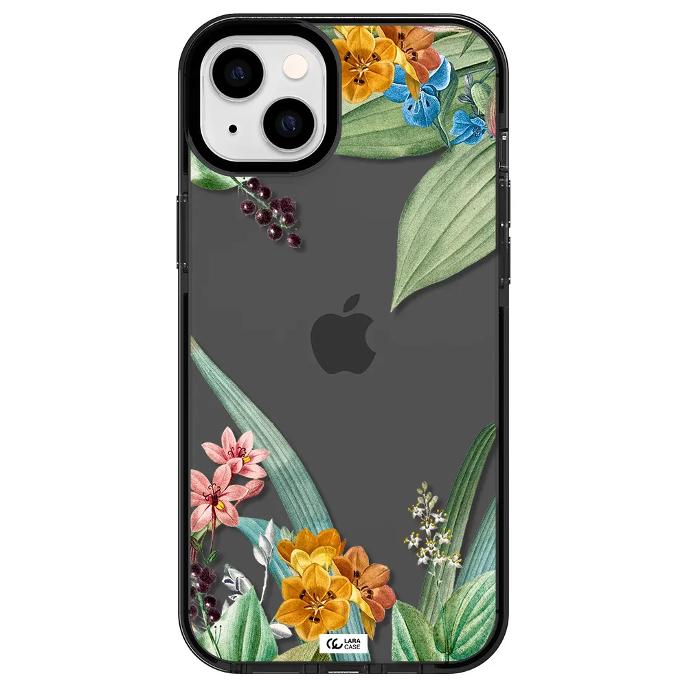 Summer Flower Vector Apple iPhone 14 plus impact Smoke Black Case