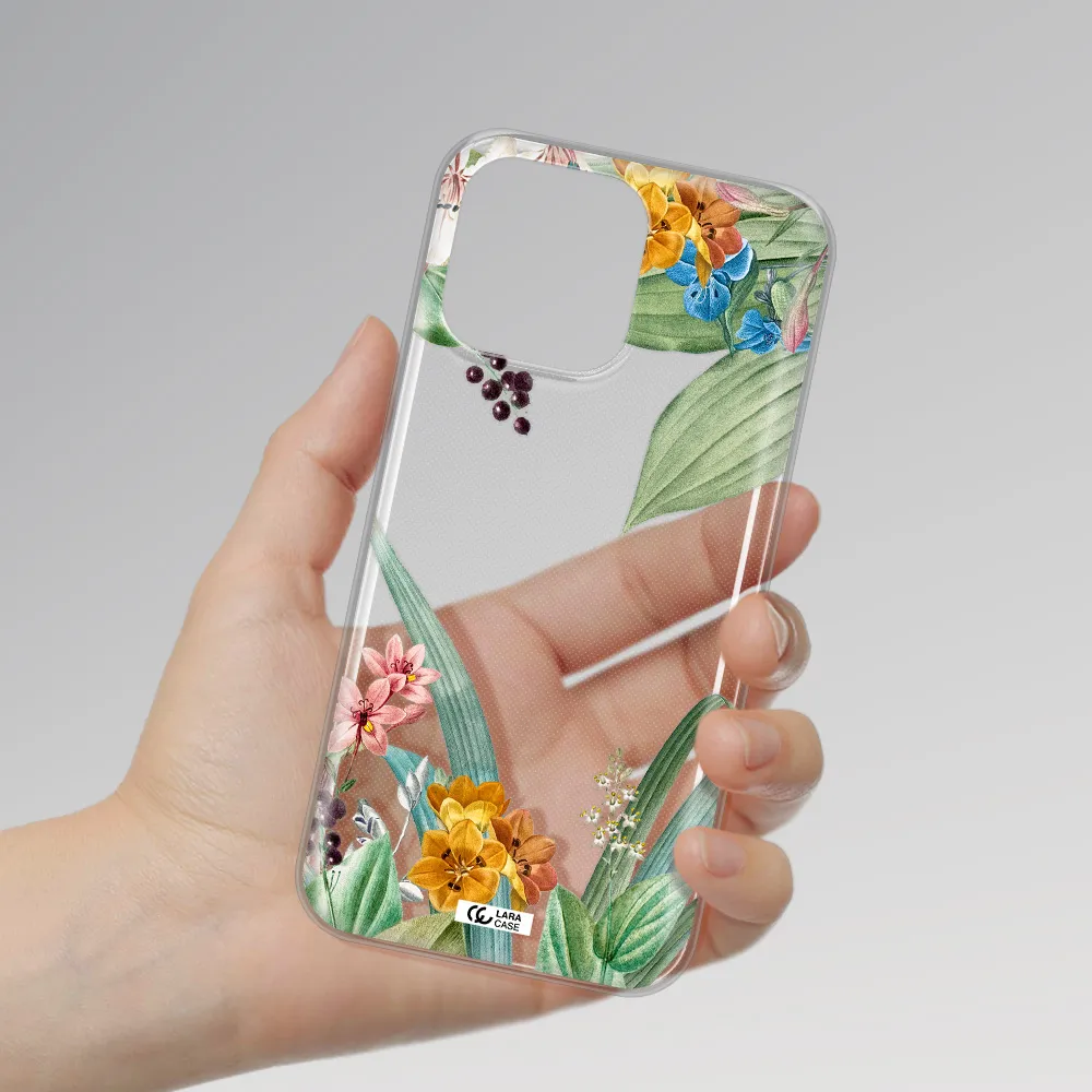 Summer Flower Vector Apple iPhone 14 pro Clear TPU Case