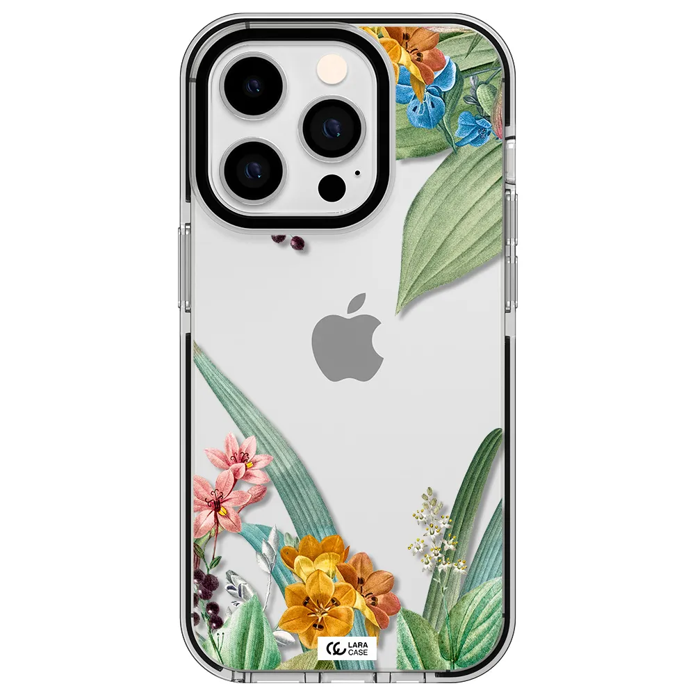 Summer Flower Vector Apple iPhone 14 pro impact black border Case