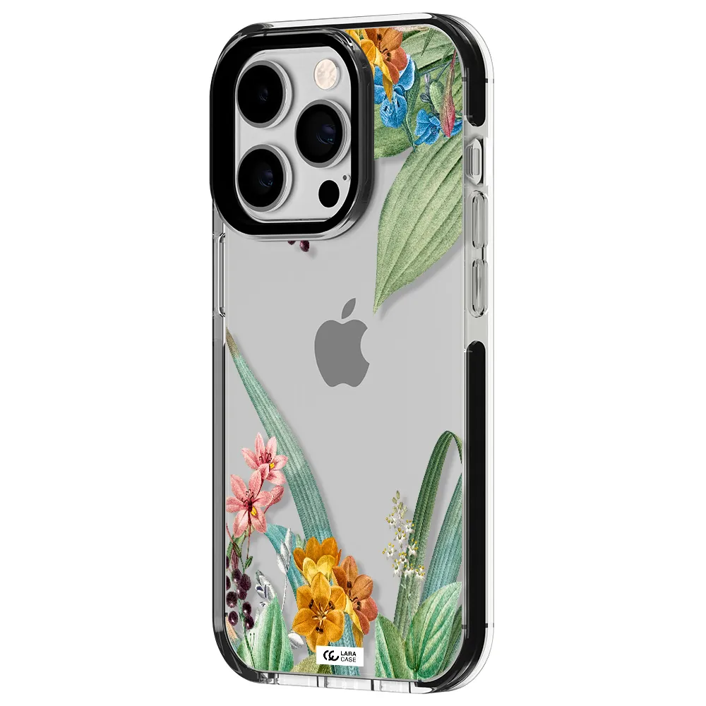 Summer Flower Vector Apple iPhone 14 pro impact black border Case