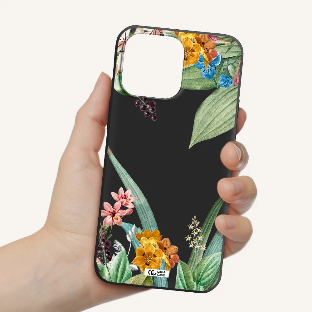 Summer Flower Vector Apple iPhone 14 pro max Silicone black Case