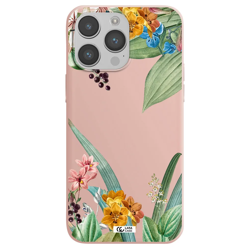 Summer Flower Vector Apple iPhone 14 pro max Silicone pastel pink Case