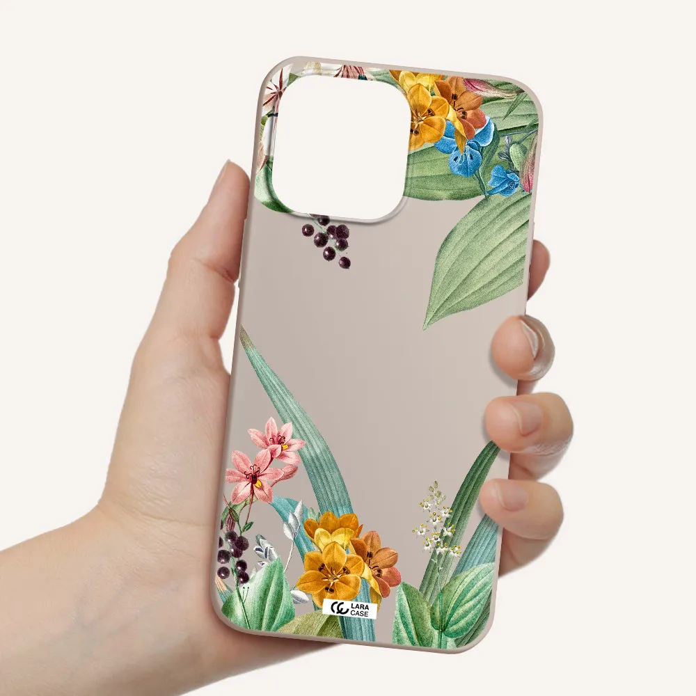 Summer Flower Vector Apple iPhone 14 pro Silicone Stone Case