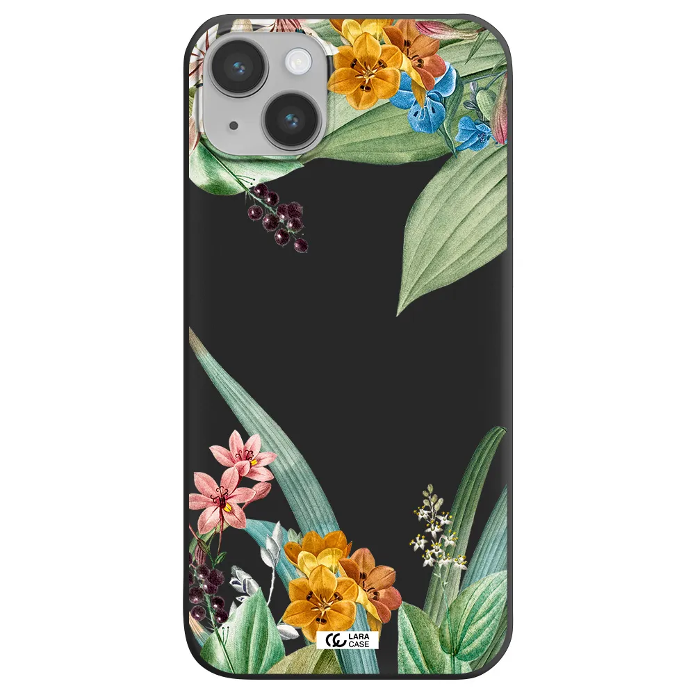 Summer Flower Vector Apple iPhone 14 Silicone black Case