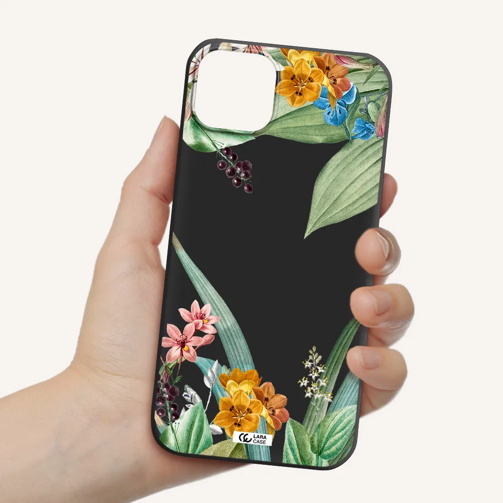 Summer Flower Vector Apple iPhone 14 Silicone black Case