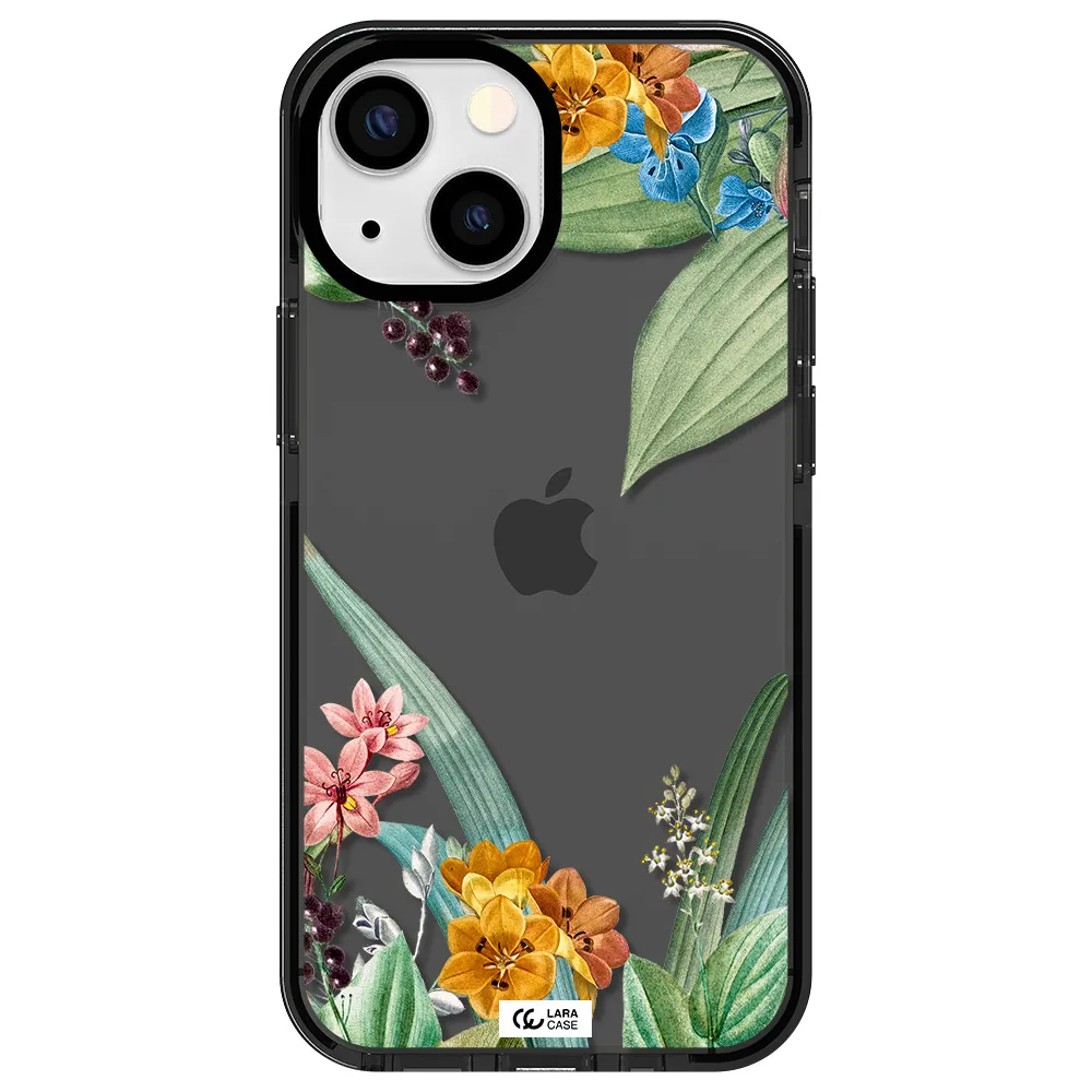 Summer Flower Vector Apple iPhone 15 impact Smoke Black Case