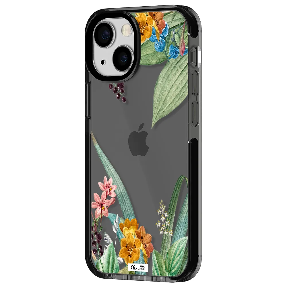 Summer Flower Vector Apple iPhone 15 impact Smoke Black Case