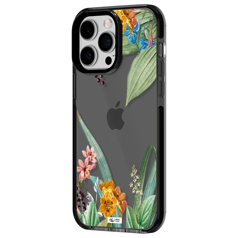 Summer Flower Vector Apple iPhone 15 Pro impact Smoke Black Case