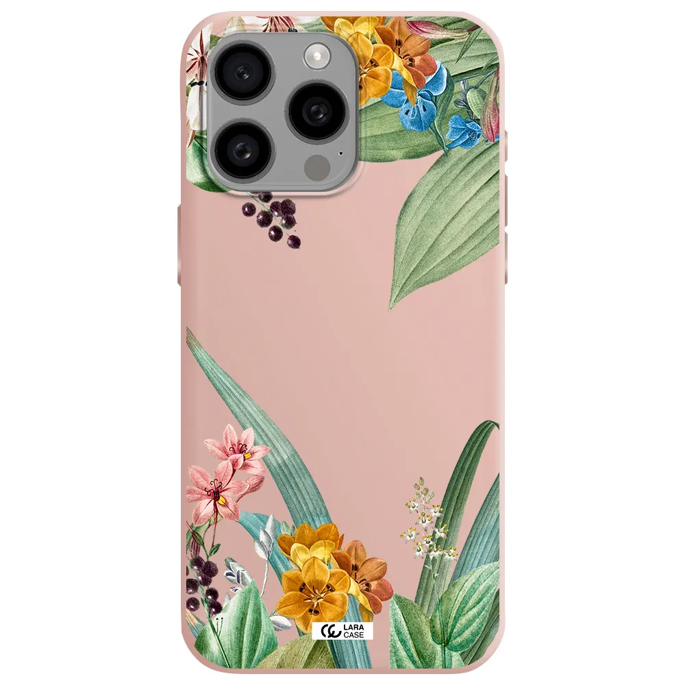 Summer Flower Vector Apple Iphone 15 Pro max Silicone pastel pink Case