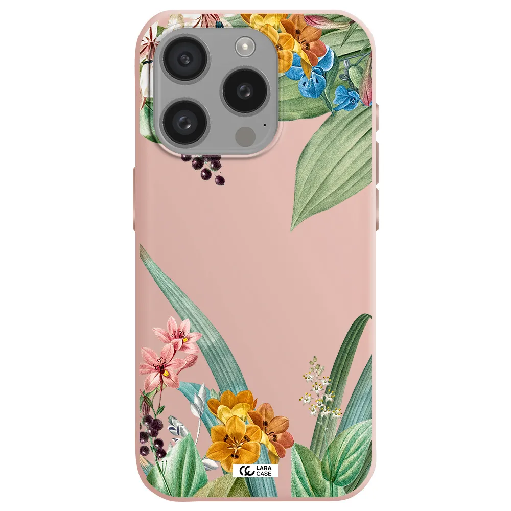 Summer Flower Vector Apple Iphone 15 Pro Silicone Pastel Pink Case