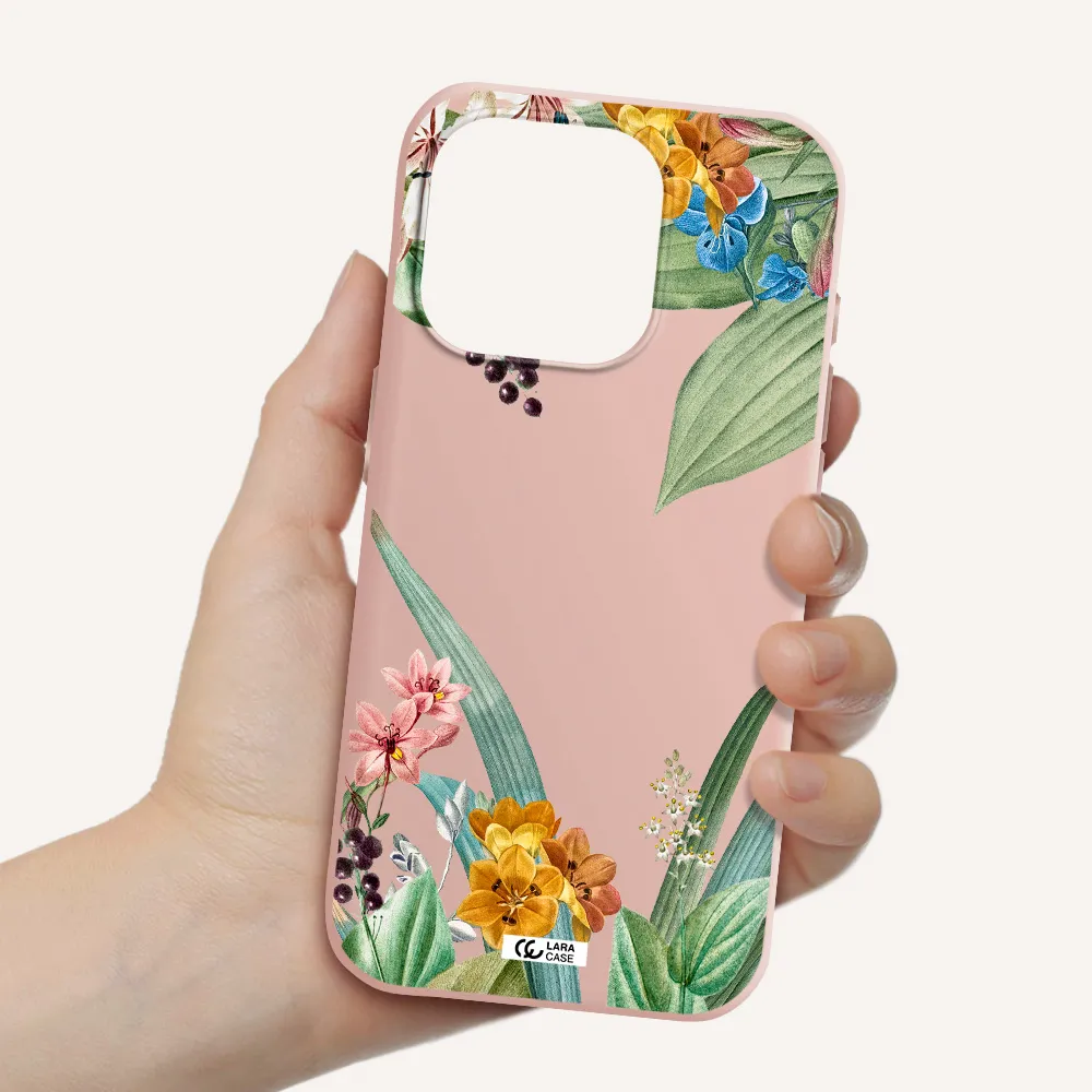 Summer Flower Vector Apple Iphone 15 Pro Silicone Pastel Pink Case