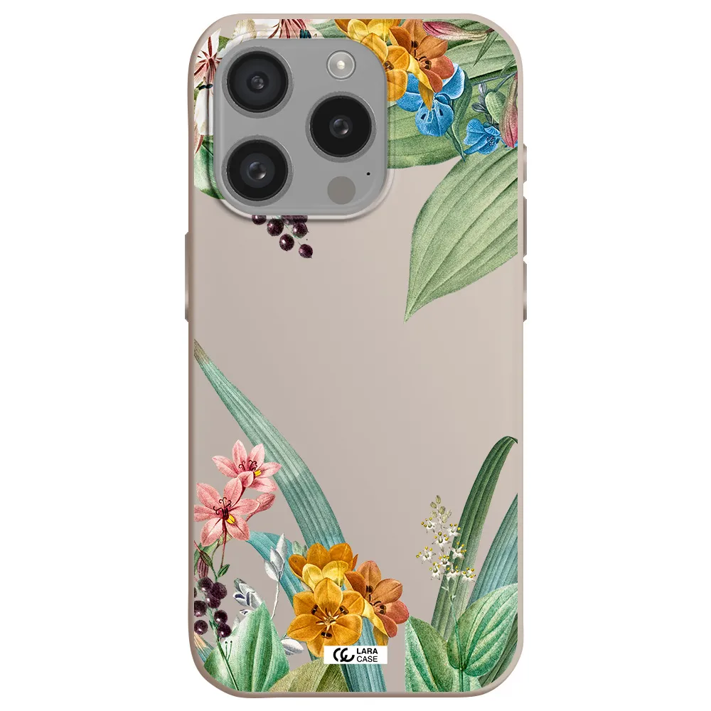 Summer Flower Vector Apple Iphone 15 Pro Silicone Stone Case