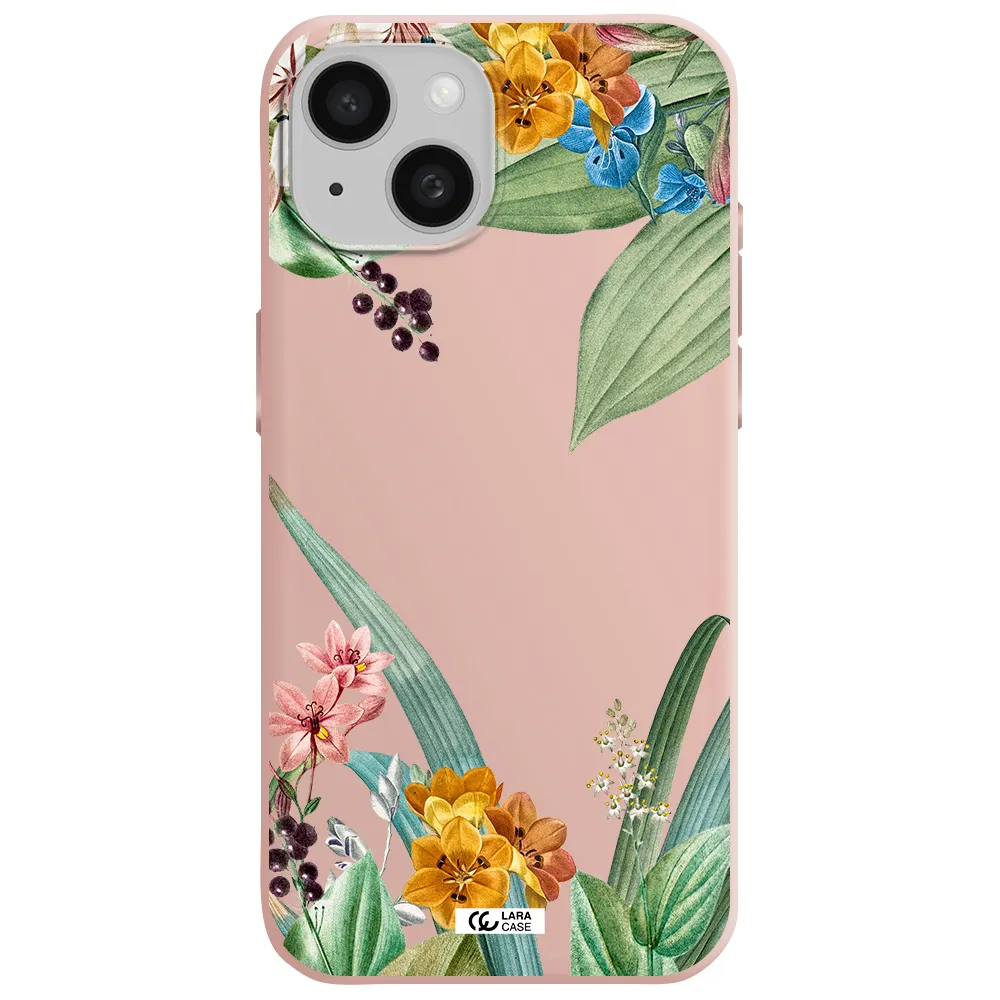 Summer Flower Vector Apple Iphone 15 Silicone Pastel Pink Case