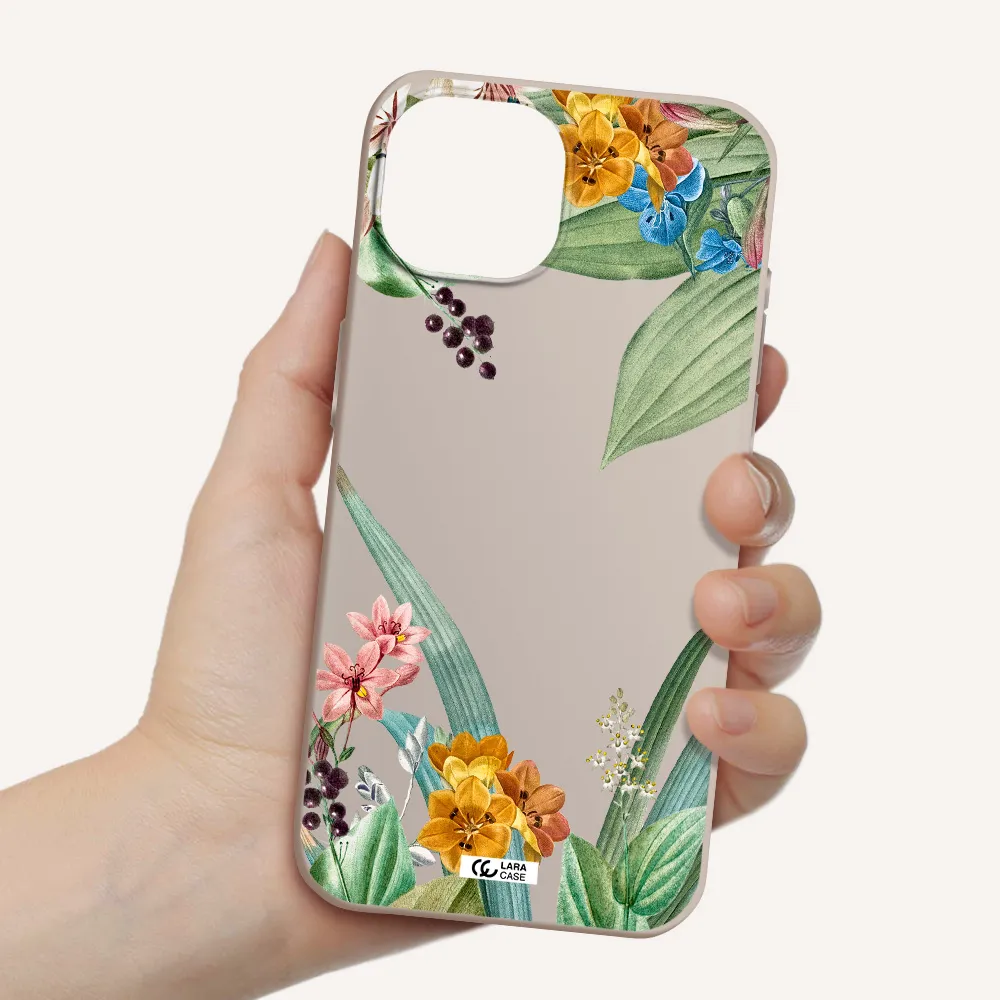 Summer Flower Vector Apple iPhone 15 Silicone Stone Case