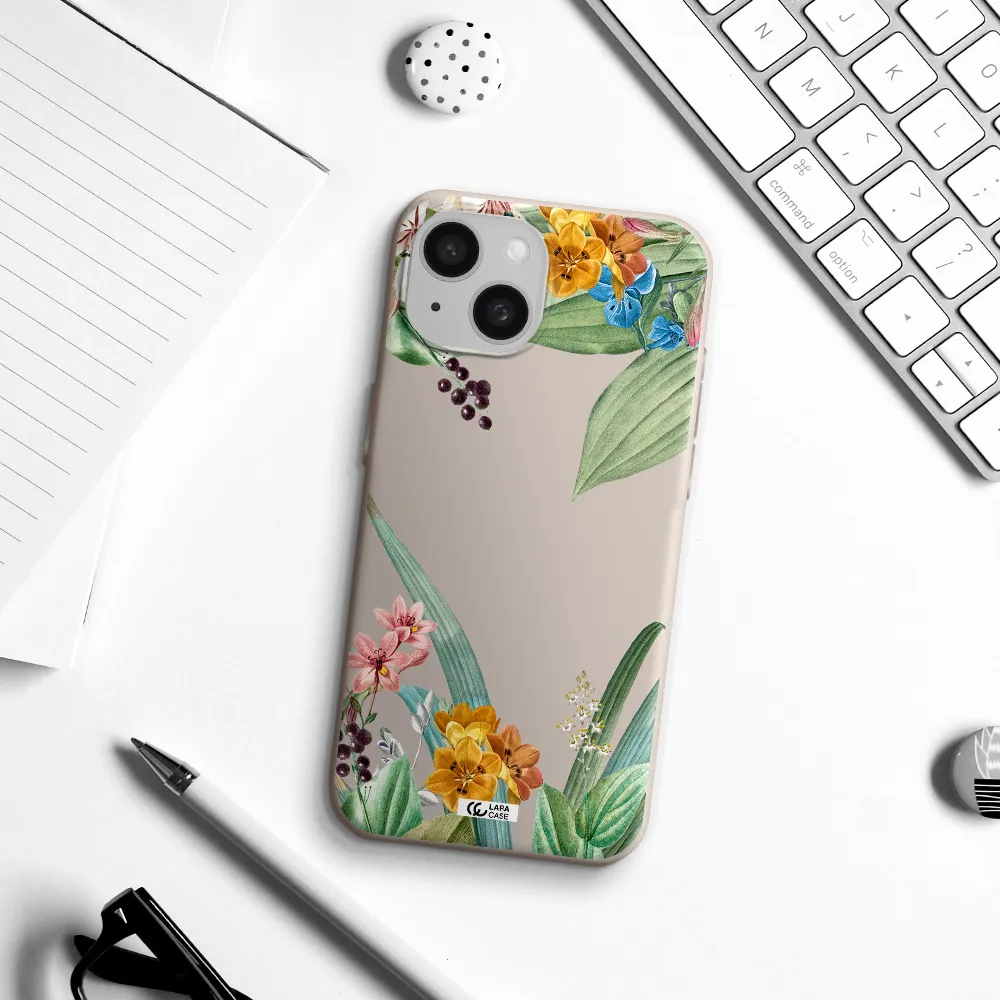 Summer Flower Vector Apple iPhone 15 Silicone Stone Case
