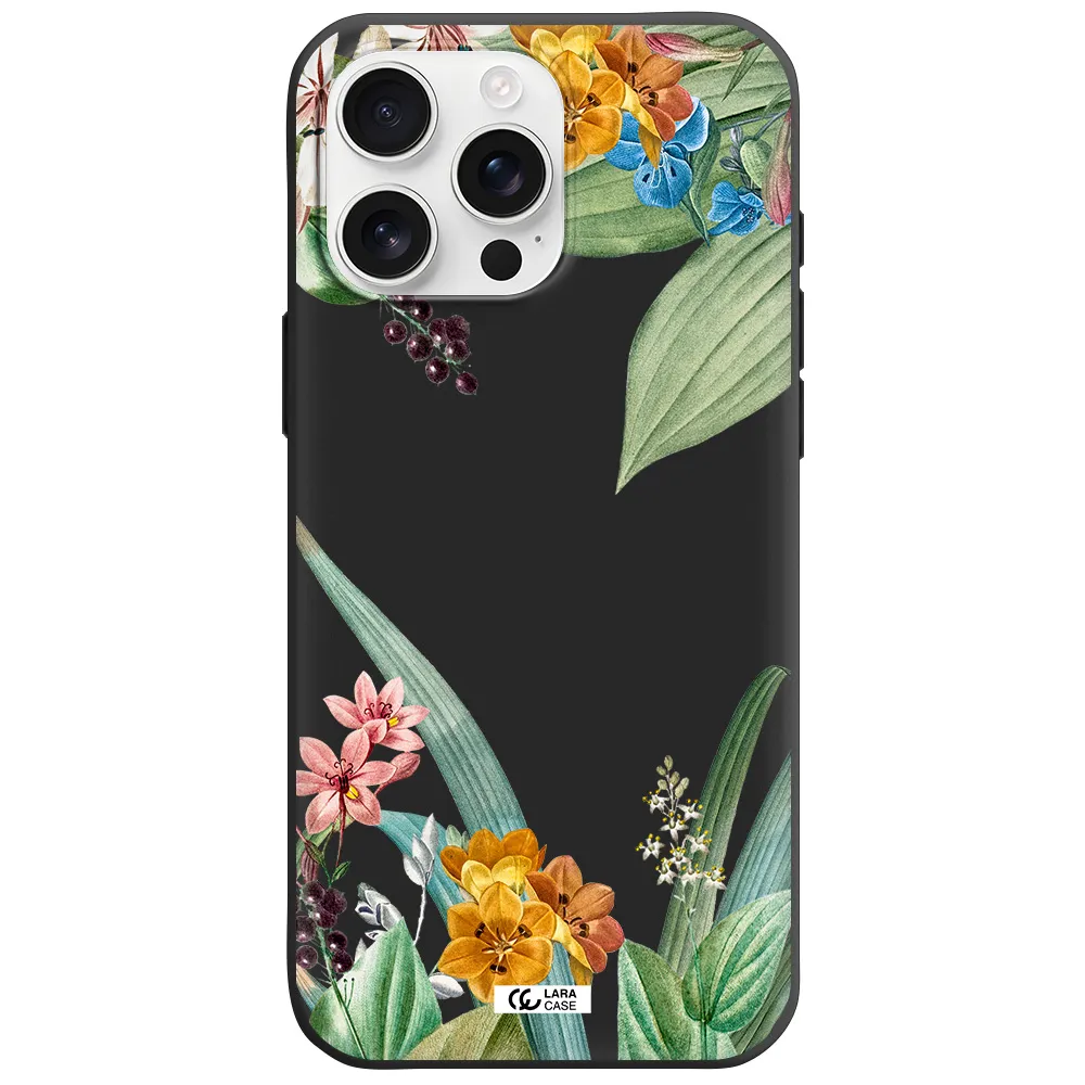Summer Flower Vector Apple Iphone 16 Pro Max Silicone Black Case