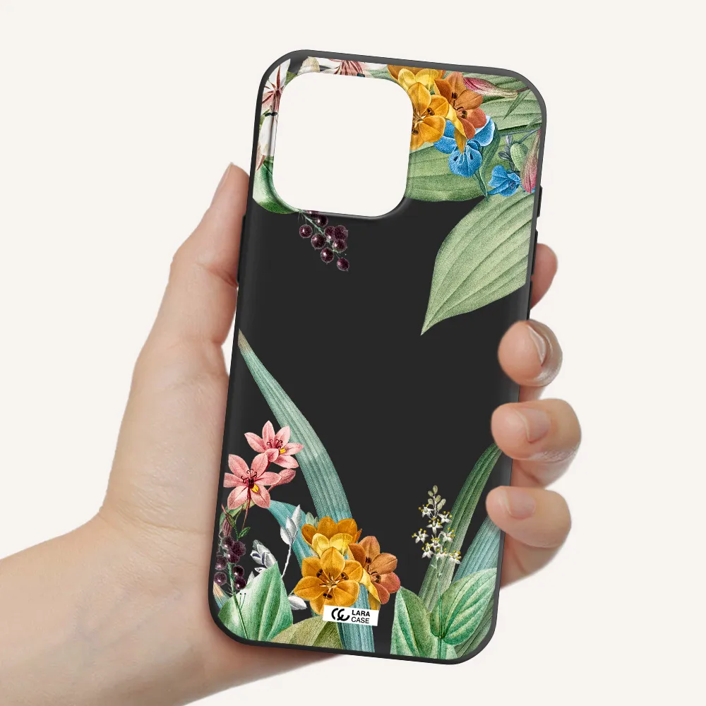 Summer Flower Vector Apple Iphone 16 Pro Max Silicone Black Case