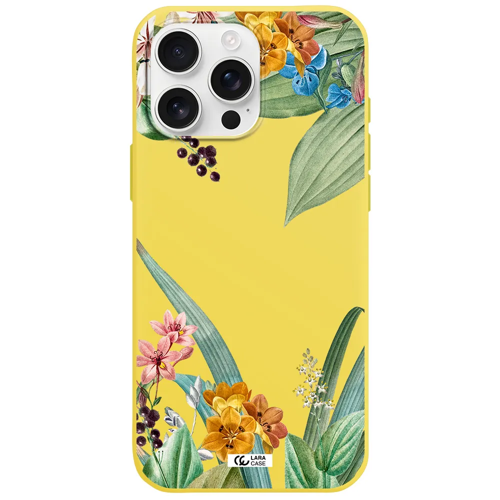 Summer Flower Vector Apple Iphone 16 Pro Max Silicone Canary Yellow Case