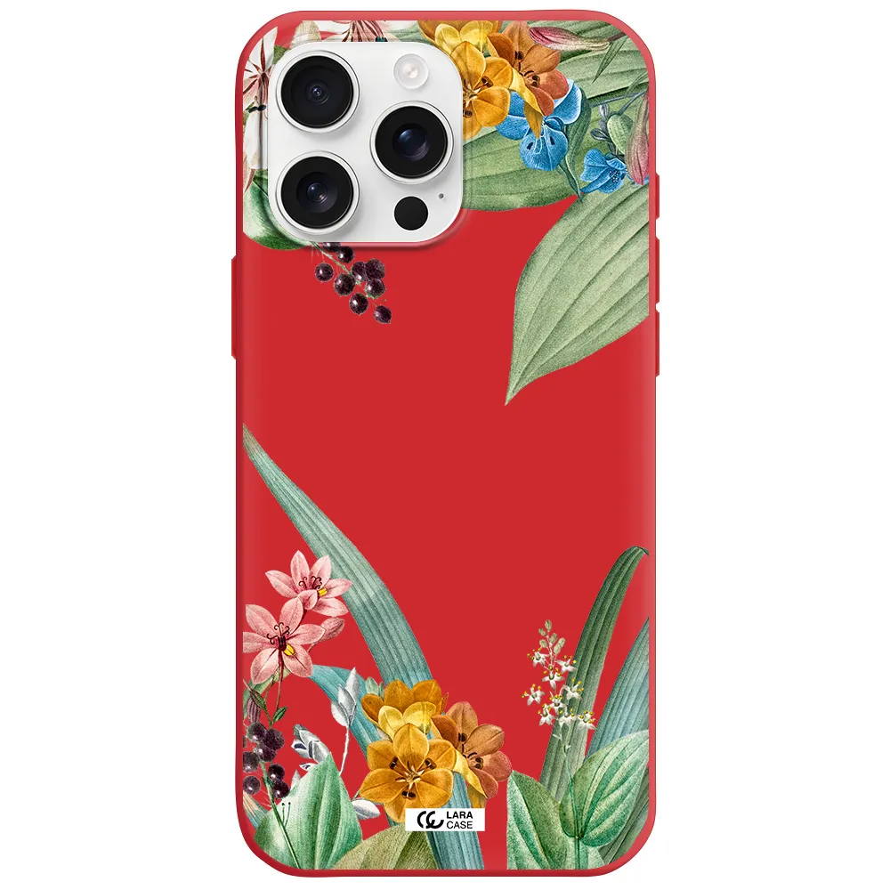 Summer Flower Vector Apple Iphone 16 Pro Max Silicone Imperial Red Case