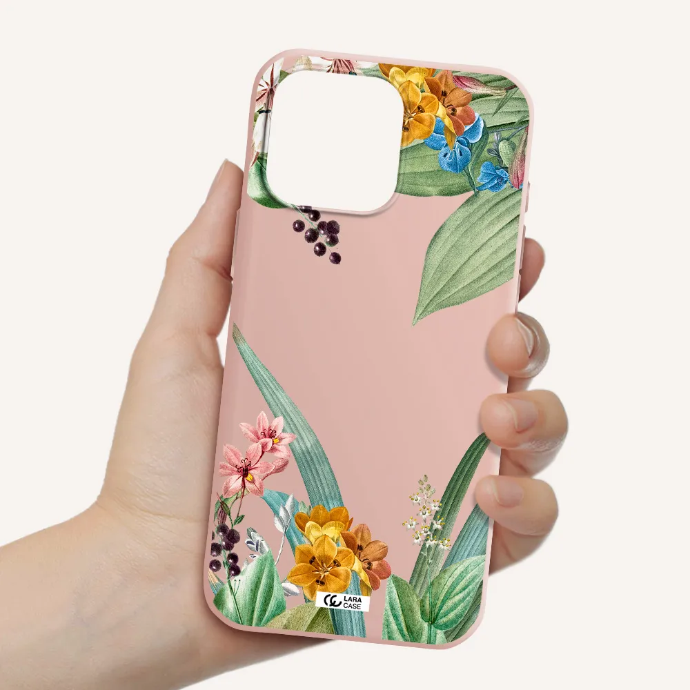 Summer Flower Vector Apple Iphone 16 Pro Max Silicone Pastel Pink Case