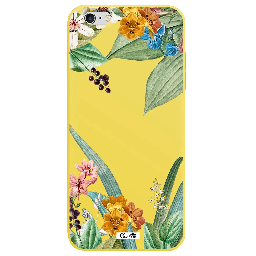 Summer Flower Vector Apple iPhone 6 plus Silicone canary yellow Case