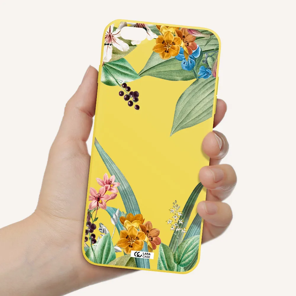 Summer Flower Vector Apple iPhone 6 plus Silicone canary yellow Case