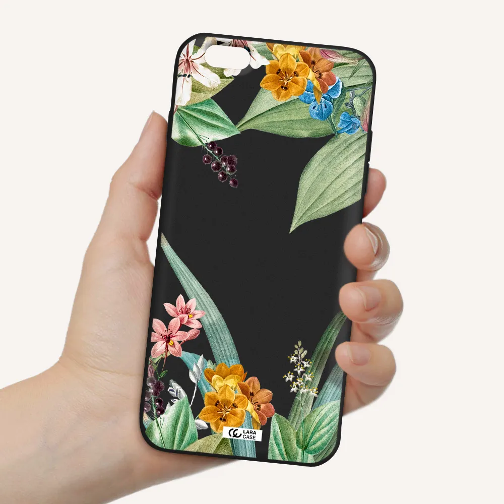 Summer Flower Vector Apple iPhone 6 s plus Silicone black Case