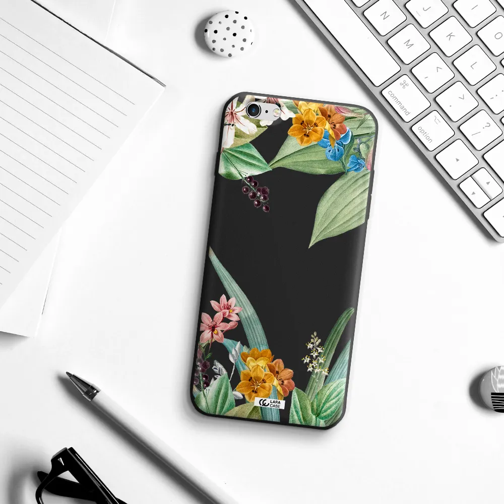 Summer Flower Vector Apple iPhone 6 s plus Silicone black Case