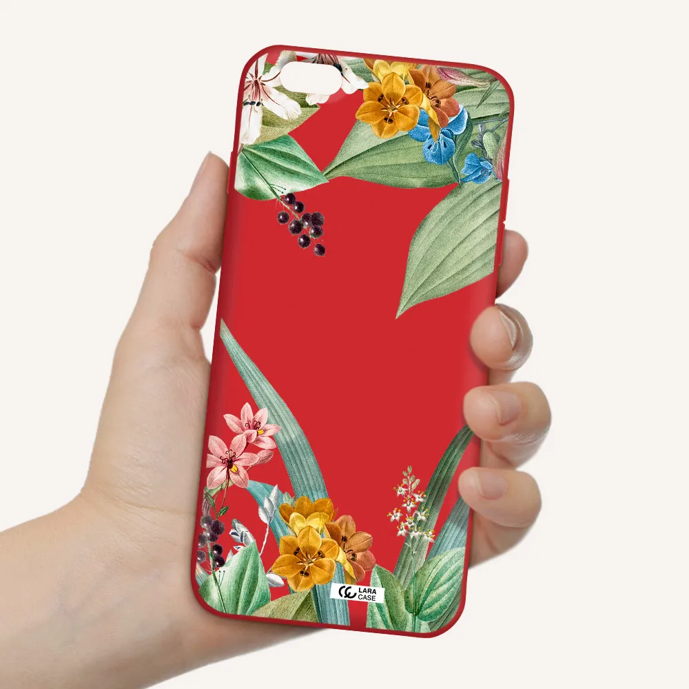 Summer Flower Vector Apple iPhone 6 s plus Silicone Imperial Red Case