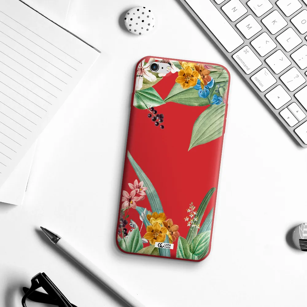 Summer Flower Vector Apple iPhone 6 s plus Silicone Imperial Red Case